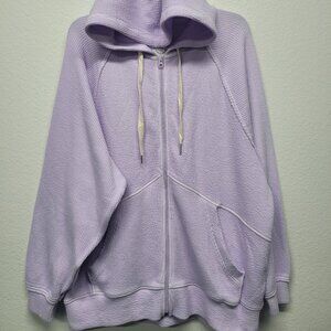 Aerie Wonder Full Zip Textured Hoodie Lavender Dawn #3268